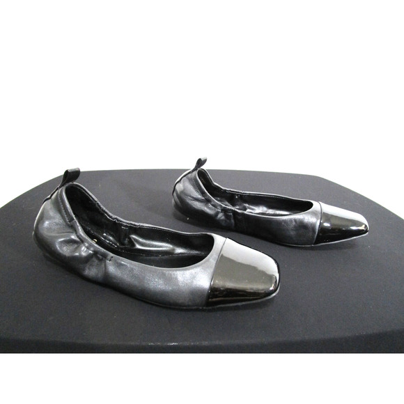 EUC! Vince Camuto Black Leather & Patent Square Cap Toe Ballet Flats Women 6.5 M - Picture 1 of 10
